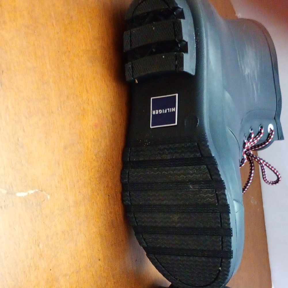 Tommy Hilfiger Women's Black Rubber Lace-Up Rain Boots - Picture 3 of 5